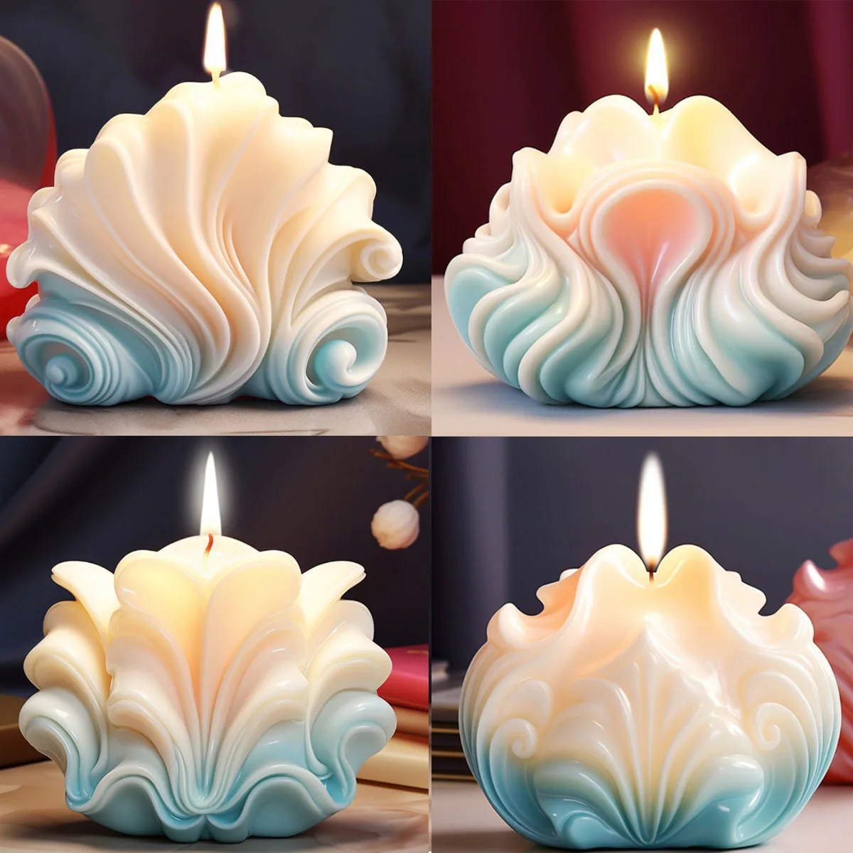 Resin Ocean Wave Mold - Large Ocean Shell Candle Silicone Mold
