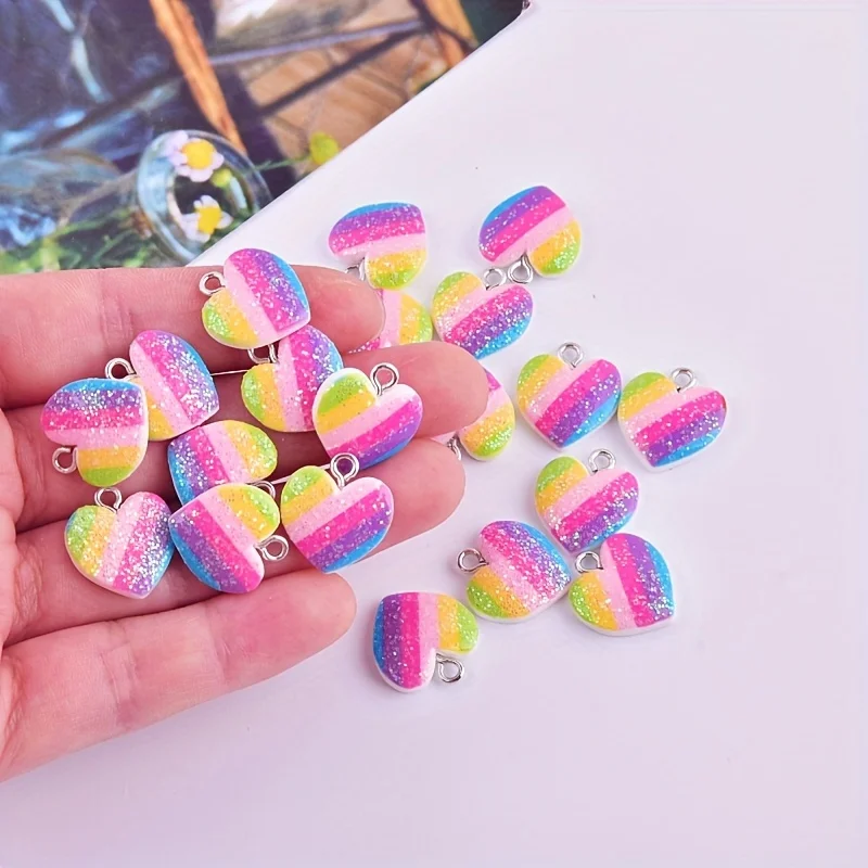 10Pcs Colorful Heart Resin Cha - đánh giá và giá Resin Craft Projects