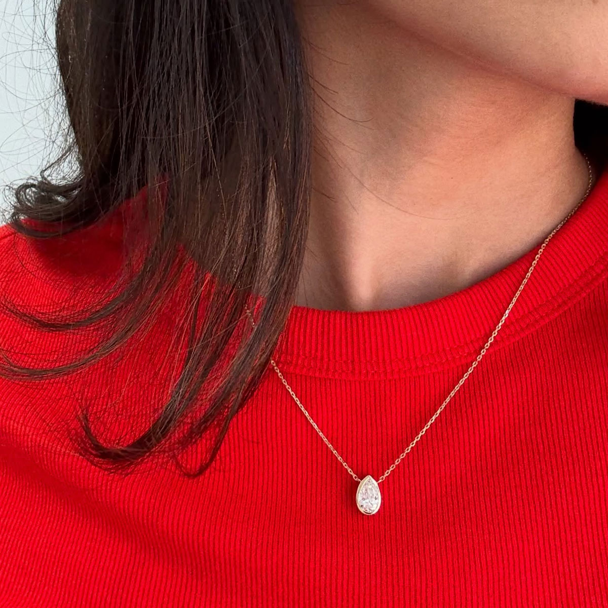 1‑4CT Pear Cut Bezel Set Moiss - đánh giá và giá Bezels Set Pendant