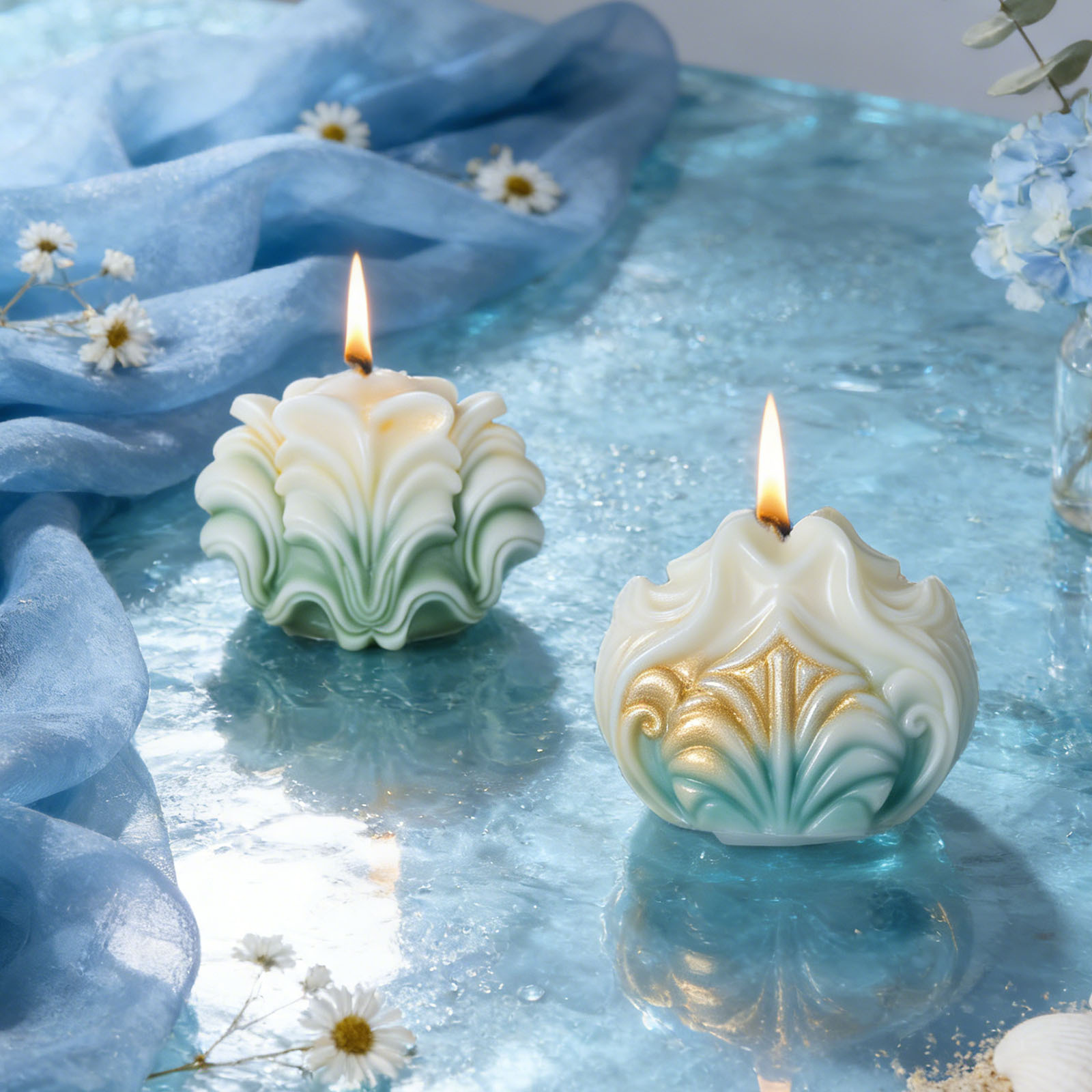 Large Ocean Shell Candle Silic - đánh giá và giá Resin Ocean Wave Mold